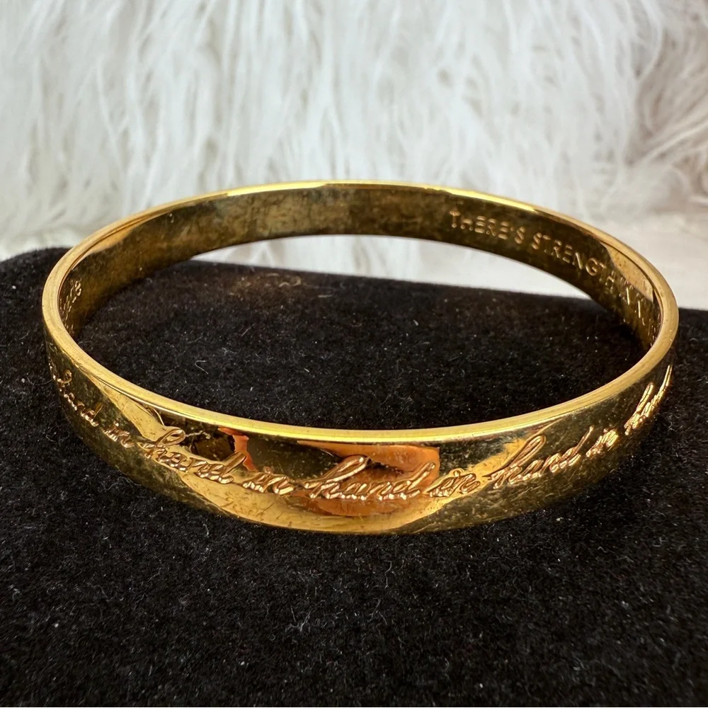 Kate Spade “Hand and Hand” inscribed Goldtone Bangle Bracelet - Picture 12 of 15